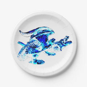 Mystischer blauer Frost-Drachen-Party-Teller Pappteller