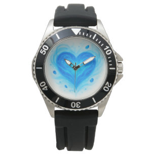Mystischer blauer Herz-Edelstein-Wanduhr – Strahle Armbanduhr
