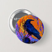 Mystischer blauer Raben-Mond durch Sharles Button (Vorne & Hinten)