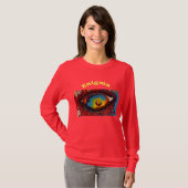 "Mystischer Blick: Frauenrotes T-Shirt mit langem (Vorne ganz)