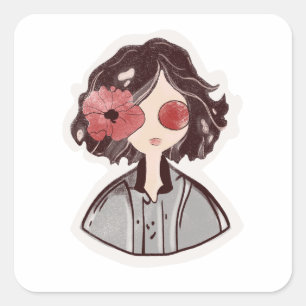 Mystischer Blumenkind-Aufkleber Quadratischer Aufkleber