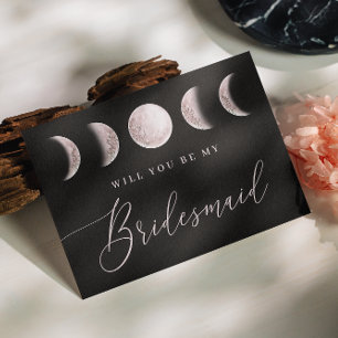 Mystischer Blush Mond   Schwarzer Brautjungfer Vor Postkarte