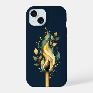 Mystischer Botanischer Kunst-Handyhülle mit Flamme iPhone 15 Hülle