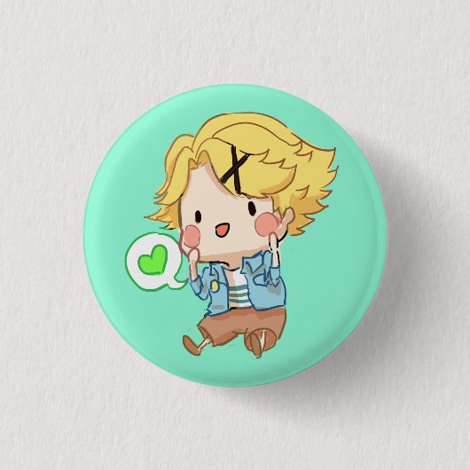 Mystischer Bote: Errötender Yoosung Knopf Button (Vorderseite)