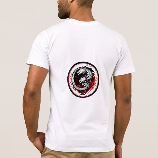 Mystischer Doppelkopf Drache - Rund Minimal Design T-Shirt (Rückseite)