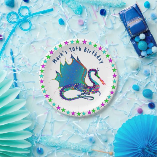 Mystischer Drache aus der Sammlung des farbenfrohe Pappteller (Party)