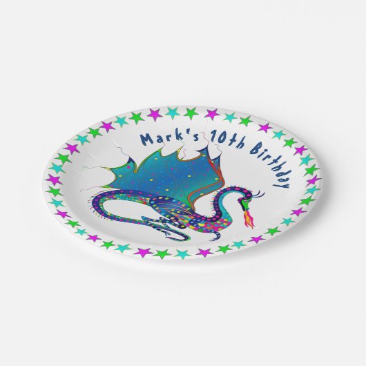 Mystischer Drache aus der Sammlung des farbenfrohe Pappteller (Schrägansicht)