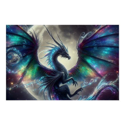 Mystischer Drache, Mondlicht Poster (Vorderseite)