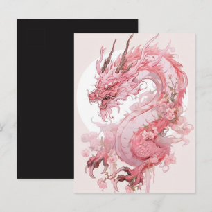 Mystischer Drache rosa Alter Mond Postkarte   Beko