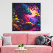 Mystischer Drache verzauberte Forest Fantasy Art Leinwanddruck (Insitu (Wohnzimmer))