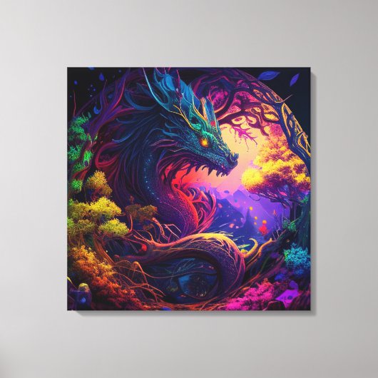 Mystischer Drache verzauberte Forest Fantasy Art Leinwanddruck (Vorderseite)