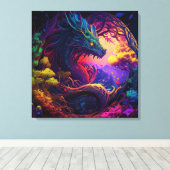 Mystischer Drache verzauberte Forest Fantasy Art Leinwanddruck (Insitu (Holzboden))