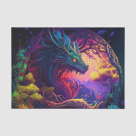 Mystischer Drache verzauberte Forest Fantasy Decou Seidenpapier