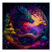 Mystischer Drache verzauberte Forest Fantasy Poster (Vorderseite)