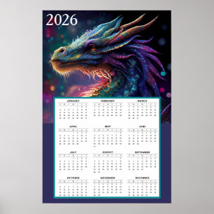 Mystischer Drachen-Fantasie-Kalender 2026  Poster