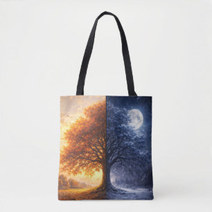 Mystischer Eichenbaum Tag Nacht Herbst Winter Tasche