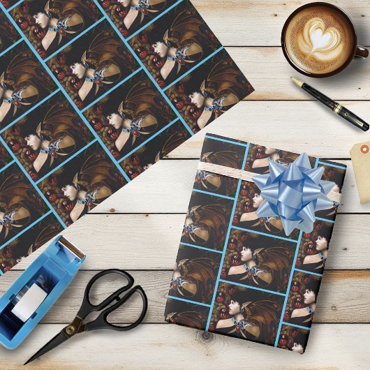 Mystischer Elf-Drachen-Begleiter Schmetterling Fan Geschenkpapier