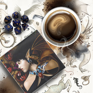 Mystischer Elf-Drachen-Begleiter-Schmetterling-Fan Glasuntersetzer