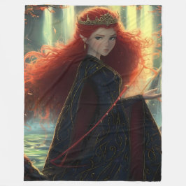 Mystischer Elf in einem Fantasy-Wald Fleecedecke