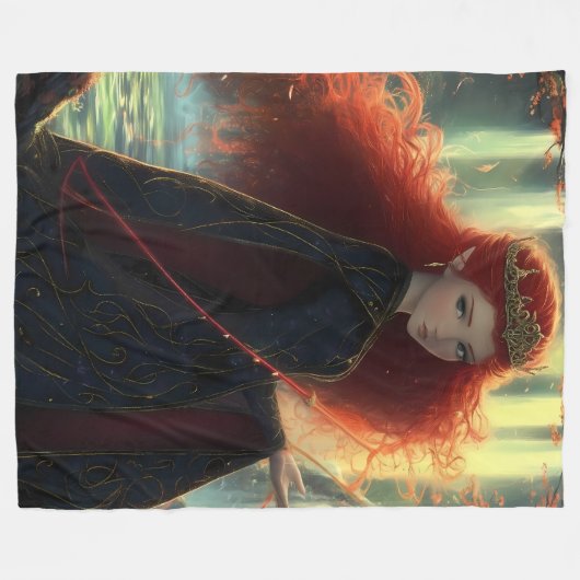 Mystischer Elf in einem Fantasy-Wald Fleecedecke (Vorderseite (Horizontal))