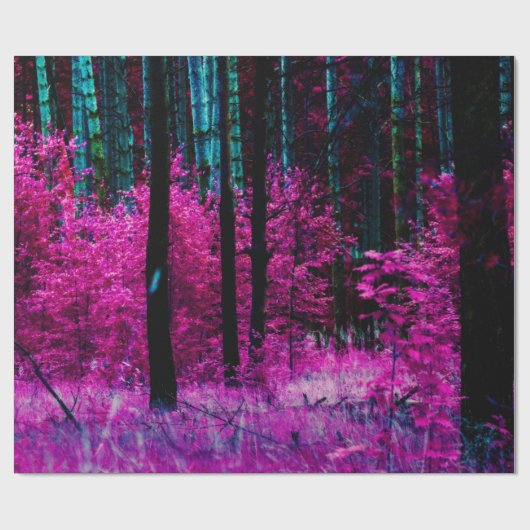 Mystischer Fantasy-Wald mit lila Blätter Geschenkpapier (Flach)