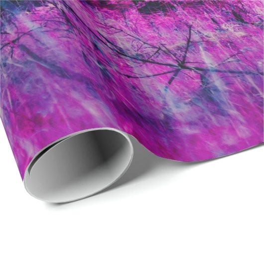 Mystischer Fantasy-Wald mit lila Blätter Geschenkpapier (Rolleneckpunkt)