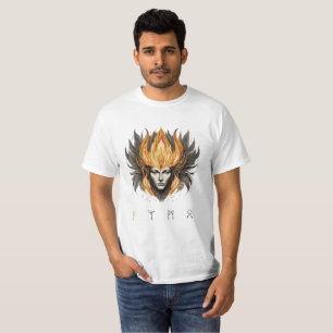 Mystischer Flammenkopf mit antike Runen T-Shirt