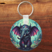 Mystischer FlügelElefant im verzauberten Wald Schlüsselanhänger (Vorderseite)
