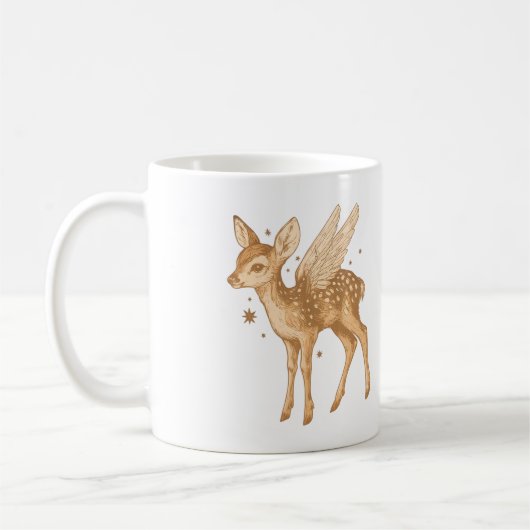 Mystischer Flügelhirsch Cottagecore Kaffeetasse (Links)