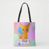 Mystischer Fox mit Dreamy Pastell Monogram Tasche (Vorderseite)