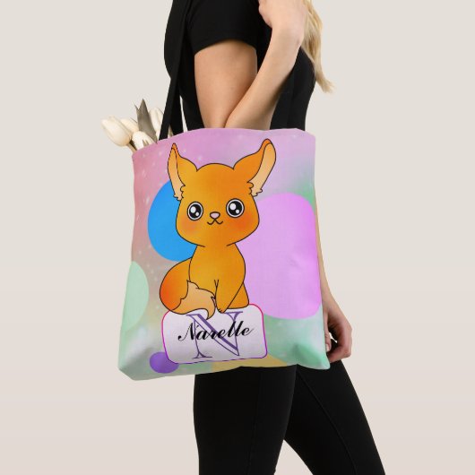 Mystischer Fox mit Dreamy Pastell Monogram Tasche (Von Nahem)
