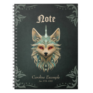 Mystischer Fuchs mit durchstechenden roten Augen. Notizblock