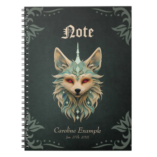Mystischer Fuchs mit durchstechenden roten Augen. Notizblock (Vorderseite)
