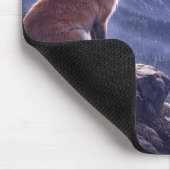 Mystischer Fuchs und riesiger Mond über schneebede Mousepad (Ecke)