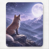 Mystischer Fuchs und riesiger Mond über schneebede Mousepad (Vorne)
