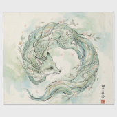 Mystischer Fuchsdrache Wasserfarbenkunst (1) Geschenkpapier (Flach)