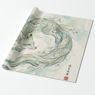 Mystischer Fuchsdrache Wasserfarbenkunst (1) Geschenkpapier