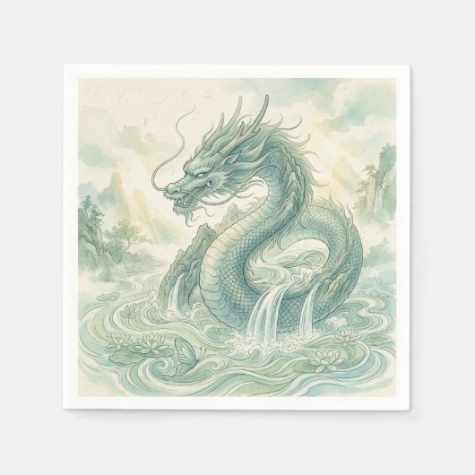 Mystischer Fuchsdrache Wasserfarbenkunst (2) Serviette (Vorderseite)