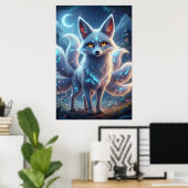 Mystischer Fuchsgeist – Fantasy-Nachtposter-Kunst Poster (Heimbüro)