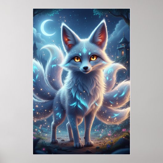 Mystischer Fuchsgeist – Fantasy-Nachtposter-Kunst Poster (Vorne)