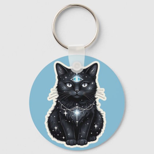 Mystischer Galaxie-Katzenschlüsselanhänger Schlüsselanhänger (Vorderseite)