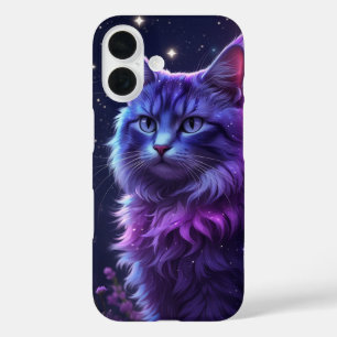 Mystischer Galaxy-Katzen-Handyhülle – Lila Kosmisc iPhone 16 Hülle