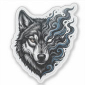 Mystischer Geist Wolf Rauch Kunst Biker Vinyl Aufkleber (Vorderseite)