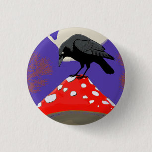 Mystischer Gothic-Rabe Button