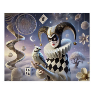 Mystischer Harlekin im Traumland Poster