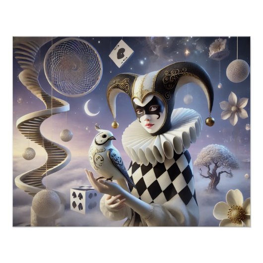 Mystischer Harlekin im Traumland Poster (Vorderseite)