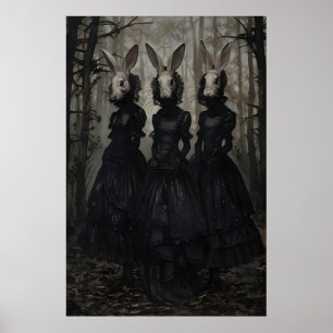 Mystischer Hase im Wald, unheimlicher Kult-Hase go Poster