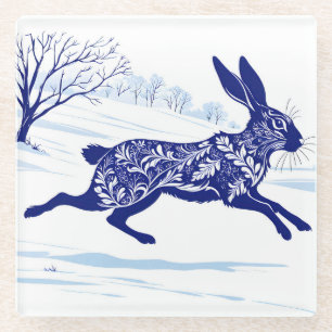 Mystischer Hase : Whimsical Hase im Schnee Glasuntersetzer