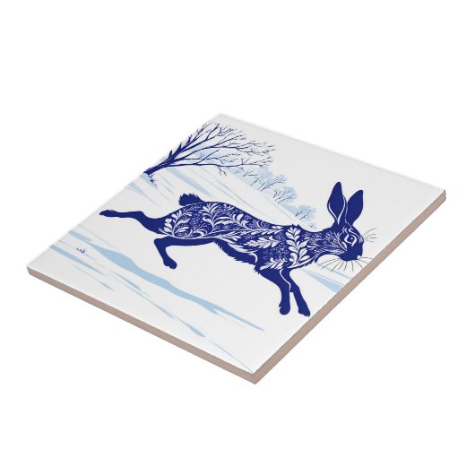 Mystischer Hase: Whimsischer Hase im Schnee Fliese (Seite)