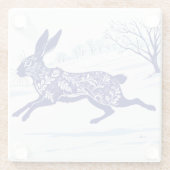 Mystischer Hase: Whimsischer Hase im Schnee Glasuntersetzer (Rückseite)